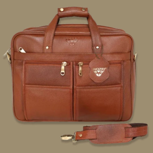 Nakul Genuine Leather Multiple Pocket Laptop Bag Mozri